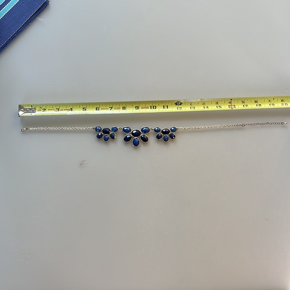 Charming Charlie statement necklace, 2-tones of blue jewels, gol… - Picture 3 of 6